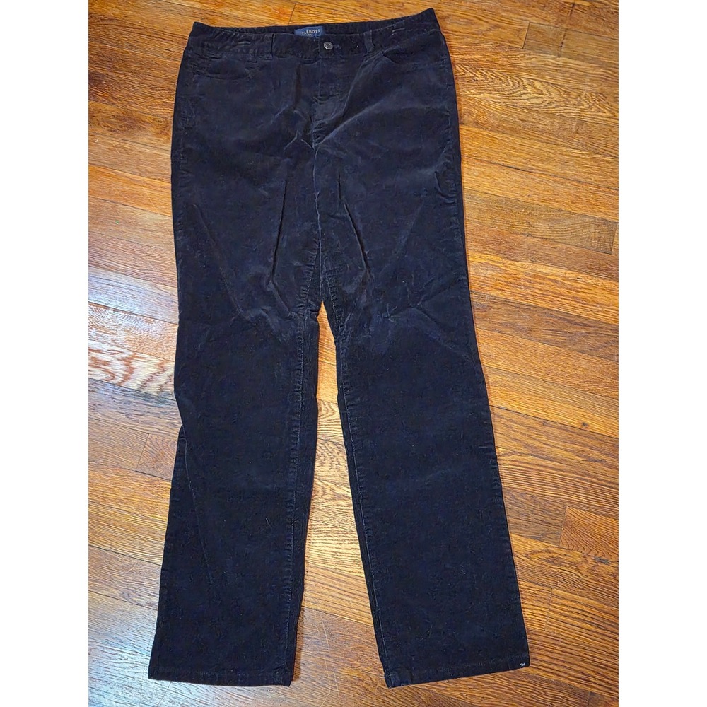 Talbots Heritage Black Corduroy Pants Straight Leg Boho Cottagecore Size 12